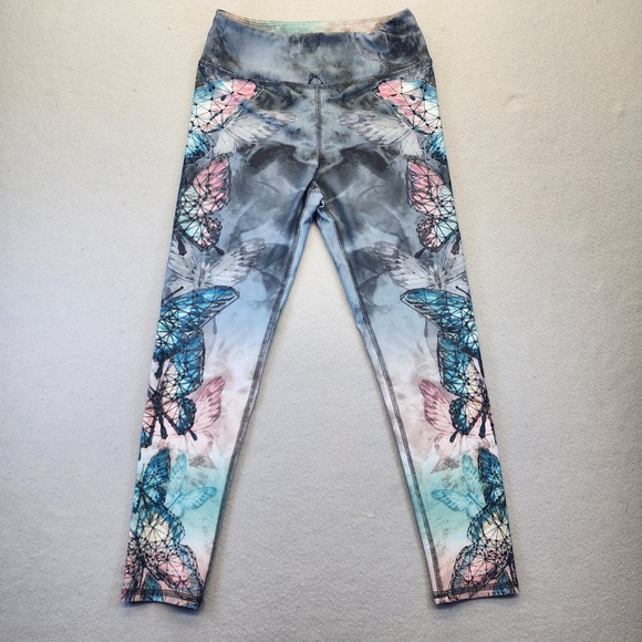 Evolution and Creation Pants - Evolution and Creation Butterfly Print Leggings Blue Geometric Yoga Pants Small